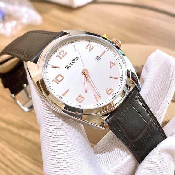 New Bulova Black Leather 42mm Watch